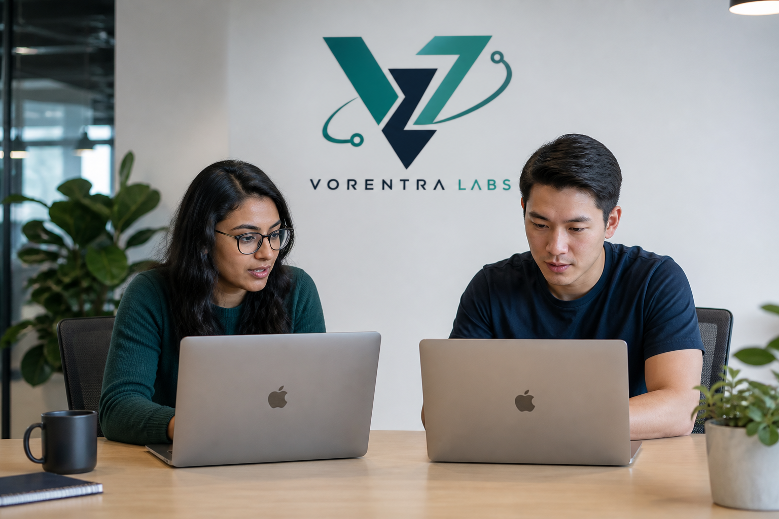 Engineers pair programming together